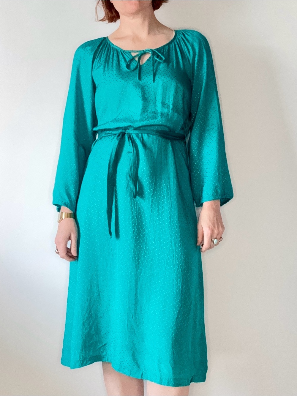 1970s Starina Rayon sapphire dress